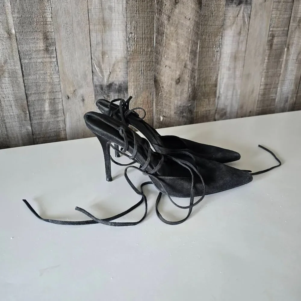 Reformation Paris Black Suede Pumps 7.5 Designer Luxury Office Formal Career